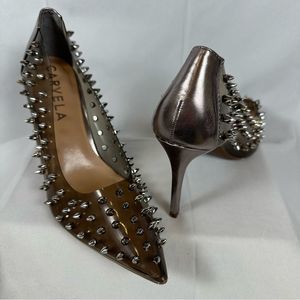 Carvela Kicker Stud-Detail Court Stiletto Dress Pumps Bronze 40.5 EU/ 9.5 US